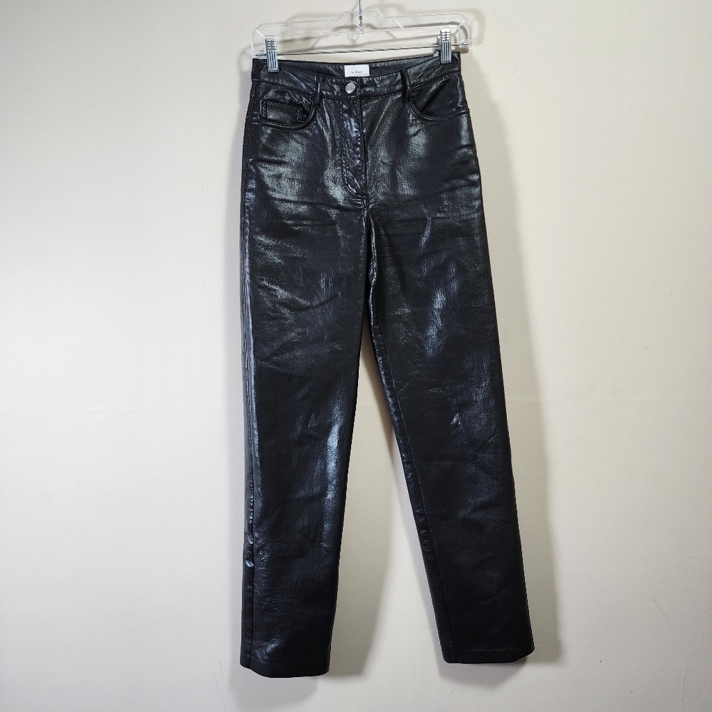 Aritizia Wilfred high rise faux leather vegan straight leg pants color black